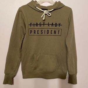 Cotton: ON Women's Soft Olive Green Hoodie with Print at Front XS Fits as Small